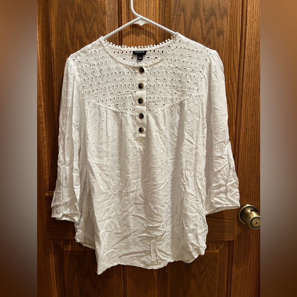 Torrid Eyelet Peasant Top